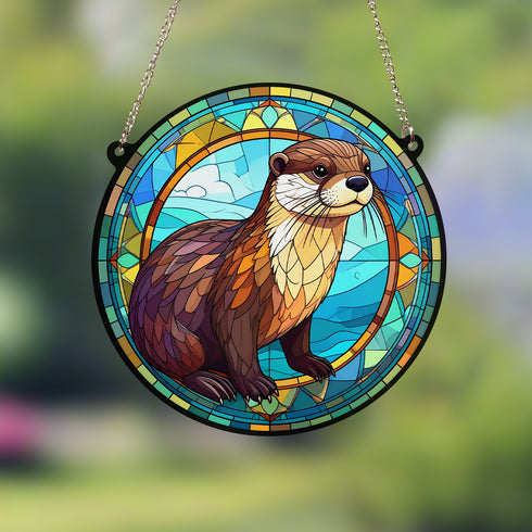 Otter Stained Glass Effect Suncatcher